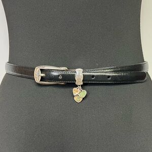 Brighton Black Leather Belt with Heart Charms size M/L